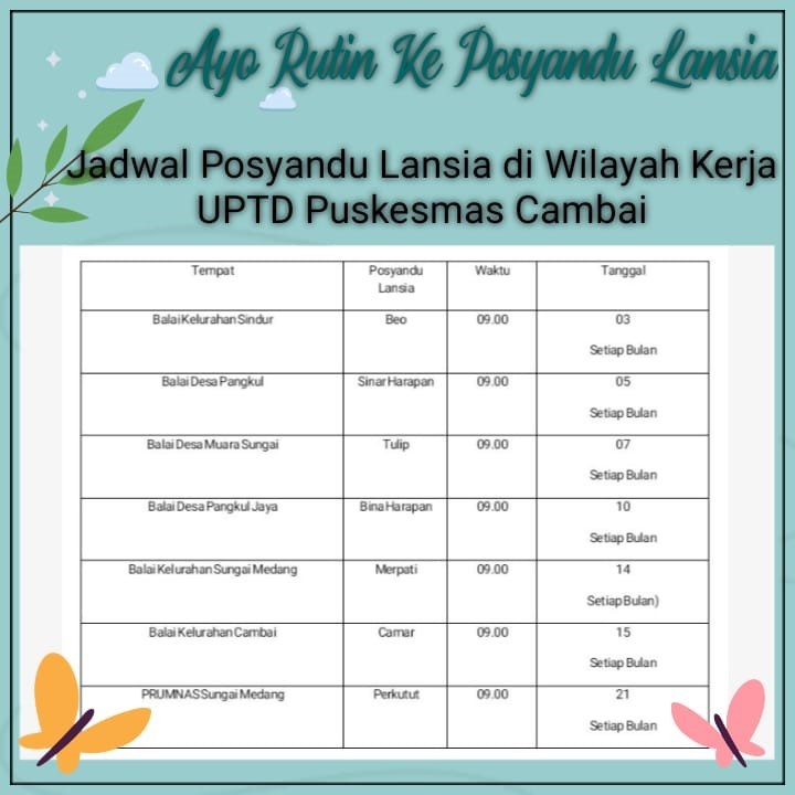 Jadwal Posyandu Lansia